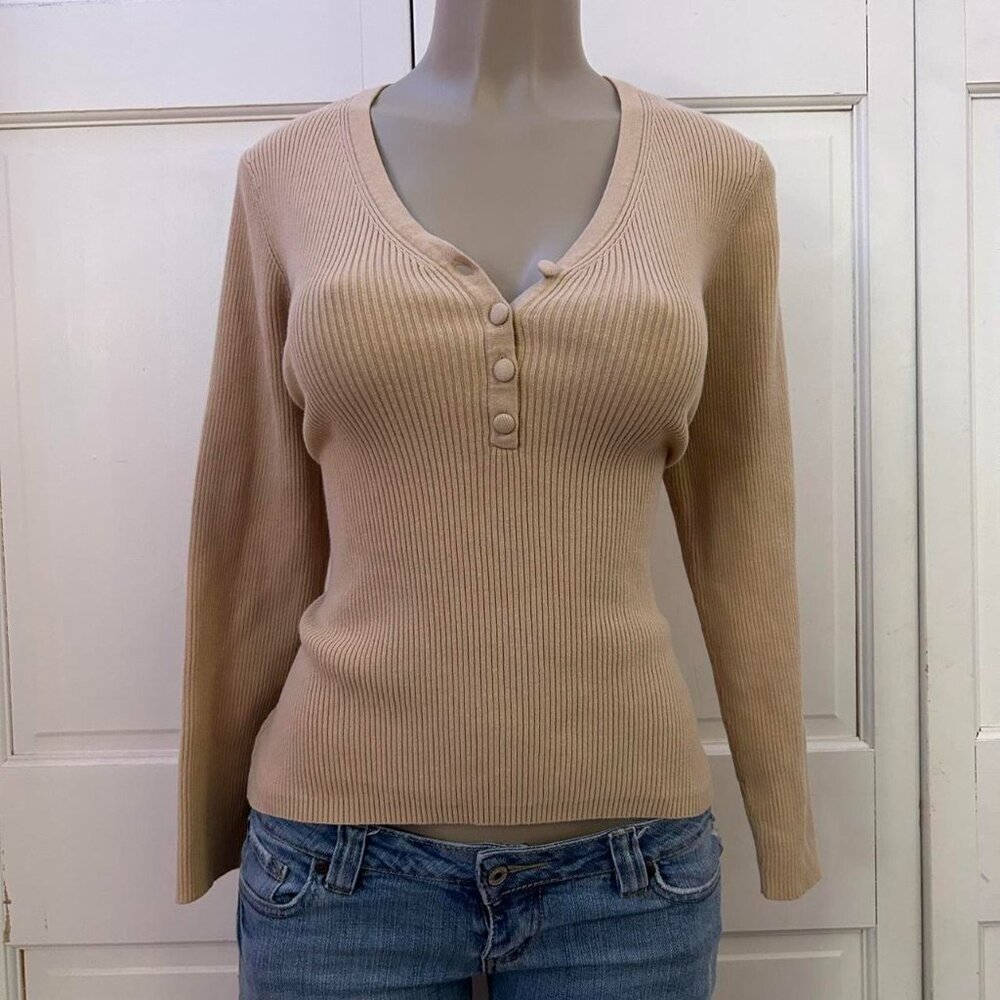 Y2K LOFT Ribbed Henley Tee